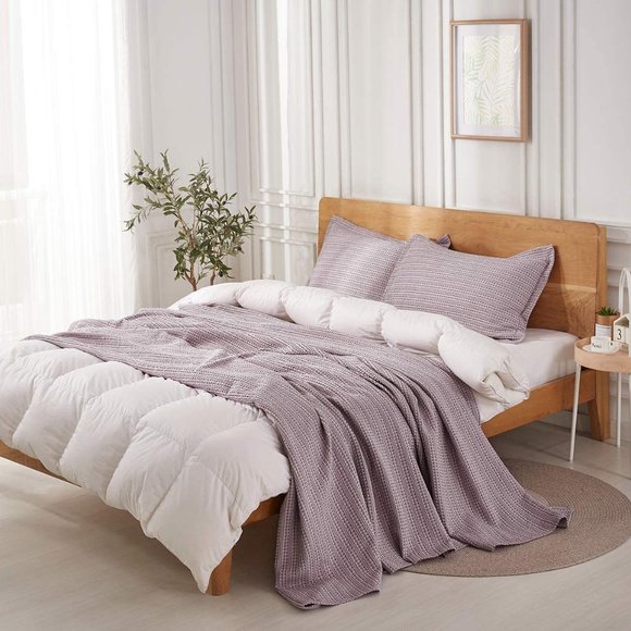 Bedding Luxury King Size Waffle Weave Cotton Blanket Gray Poshmark